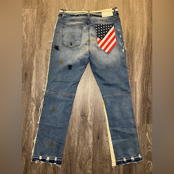 First Row USA Paint Splatter denim jeans size 36x 32 - Picture 3 of 4